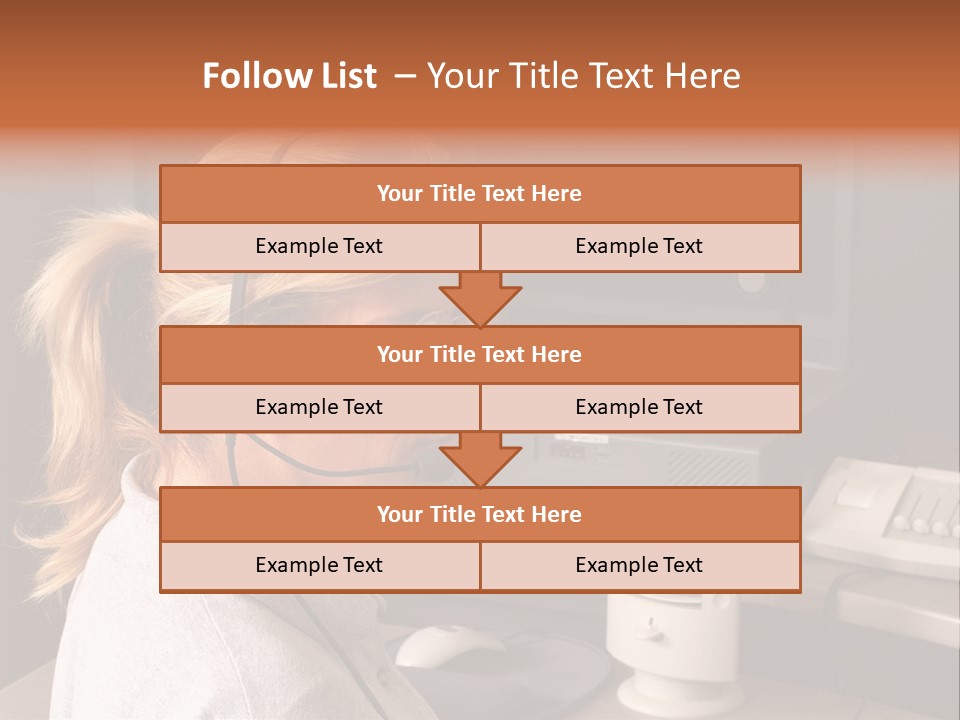 A Woman With A Headset Is Sitting In Front Of A Computer PowerPoint Template