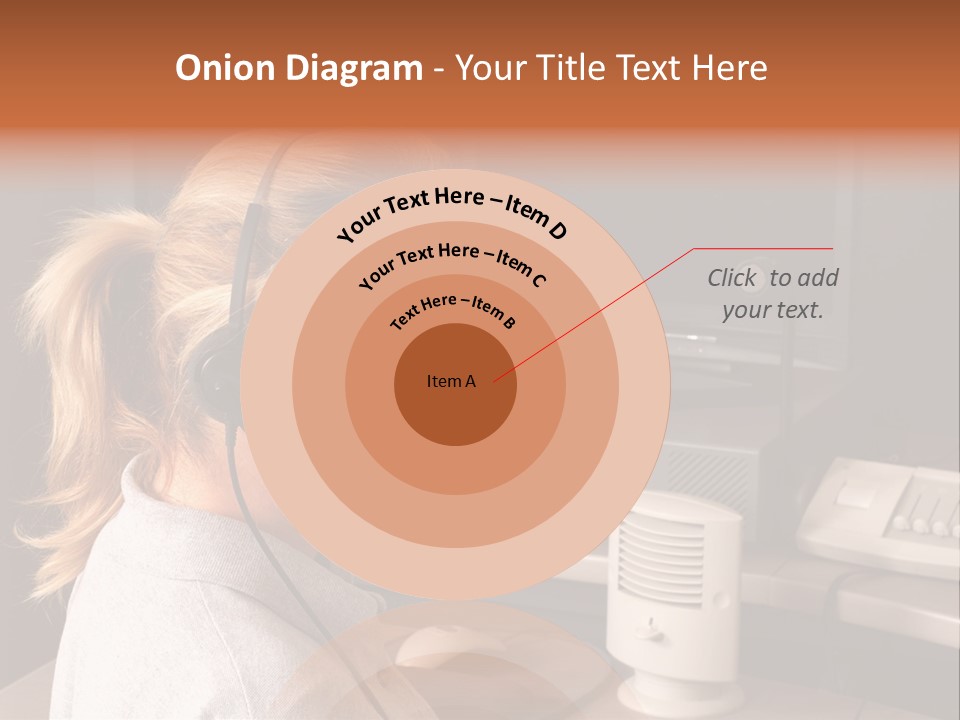A Woman With A Headset Is Sitting In Front Of A Computer PowerPoint Template
