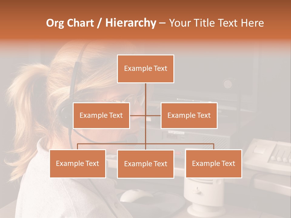 A Woman With A Headset Is Sitting In Front Of A Computer PowerPoint Template
