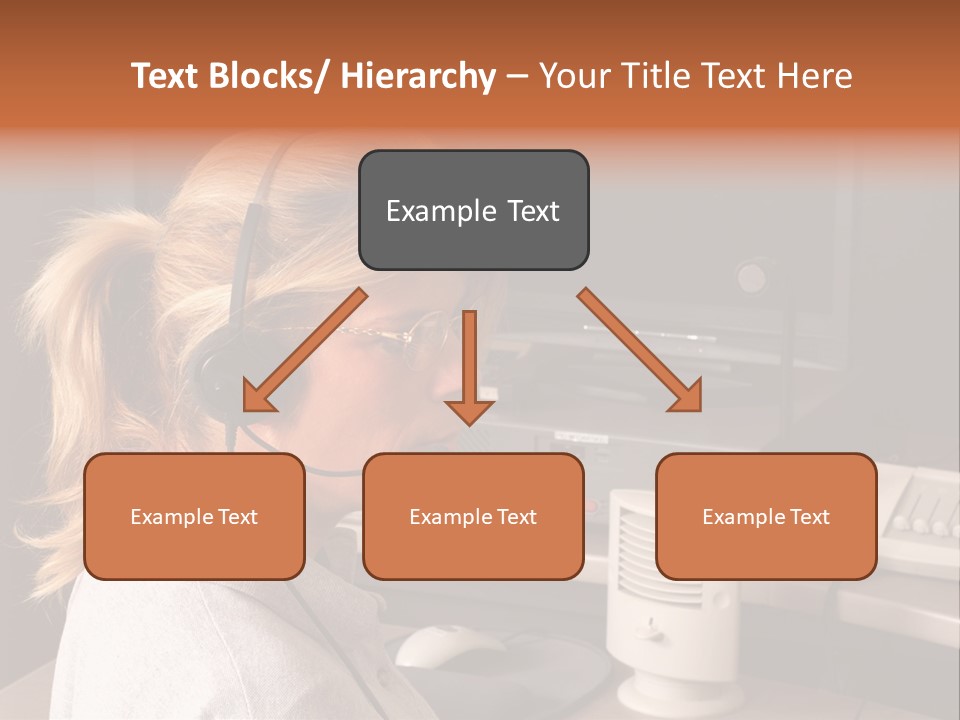 A Woman With A Headset Is Sitting In Front Of A Computer PowerPoint Template