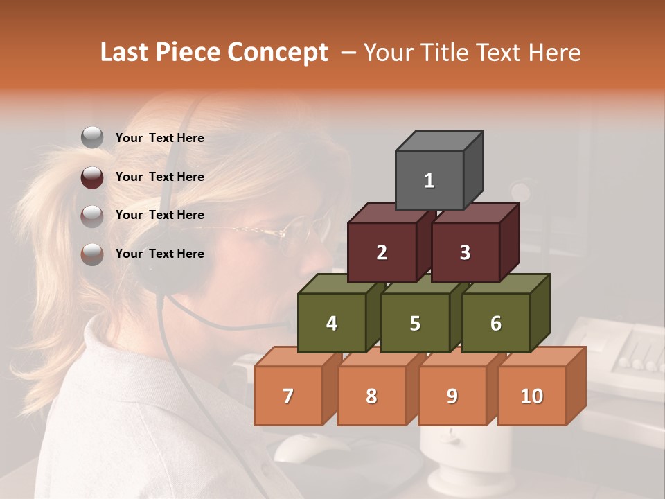 A Woman With A Headset Is Sitting In Front Of A Computer PowerPoint Template