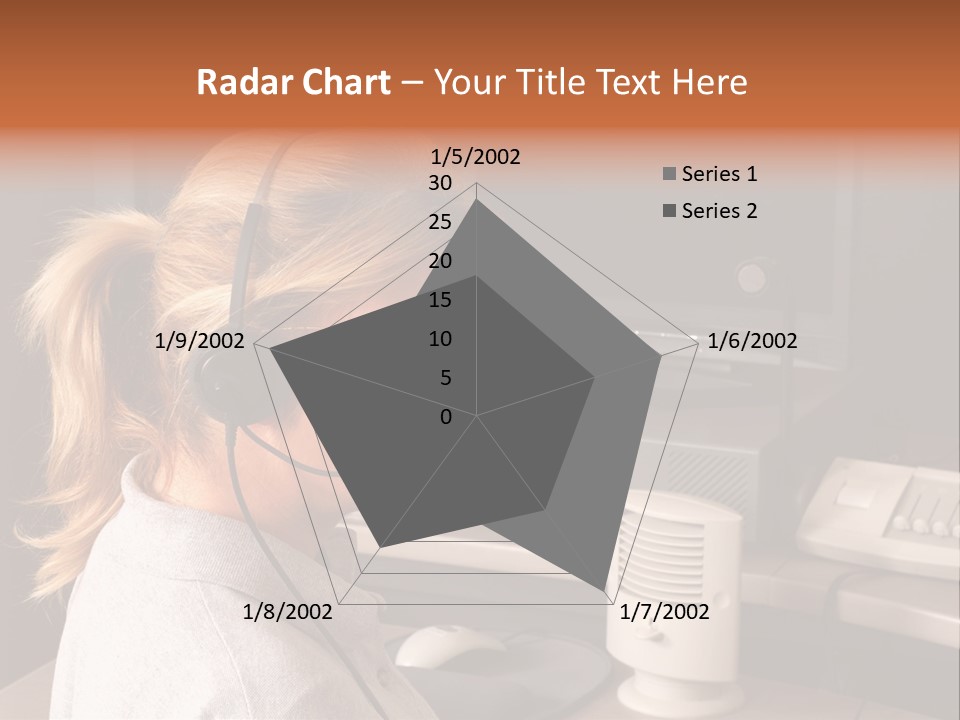 A Woman With A Headset Is Sitting In Front Of A Computer PowerPoint Template