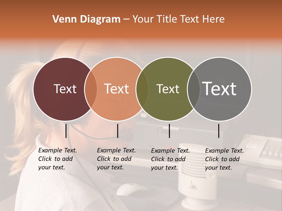 A Woman With A Headset Is Sitting In Front Of A Computer PowerPoint Template