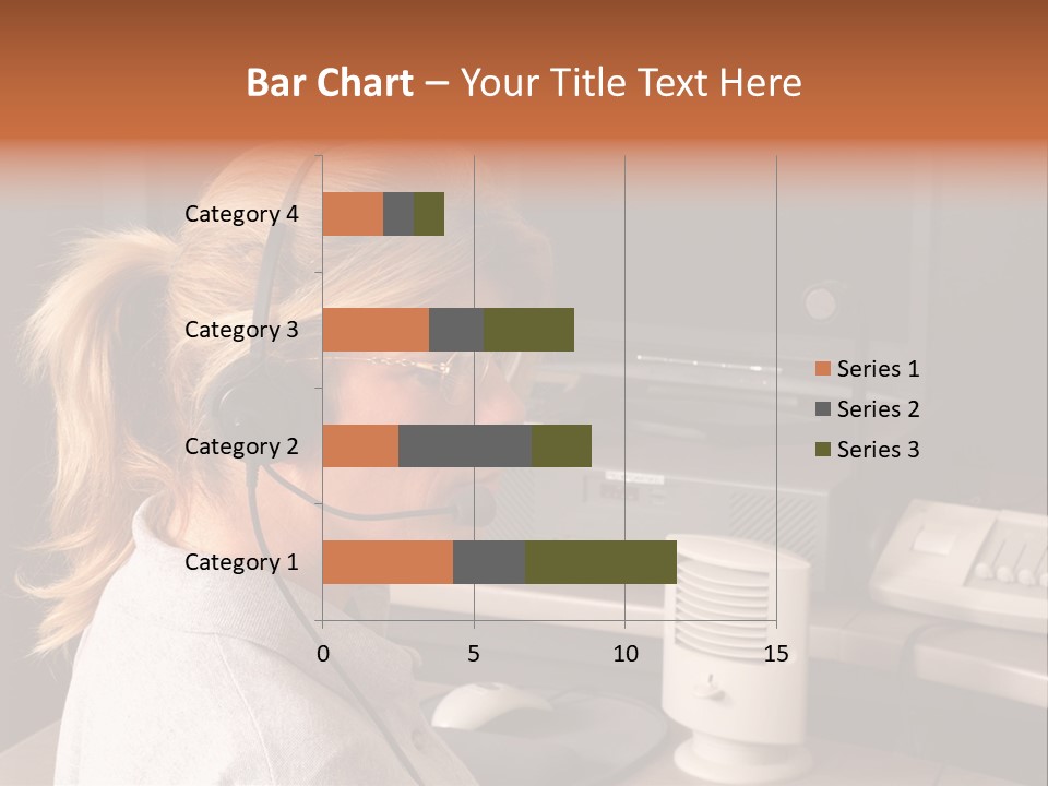A Woman With A Headset Is Sitting In Front Of A Computer PowerPoint Template
