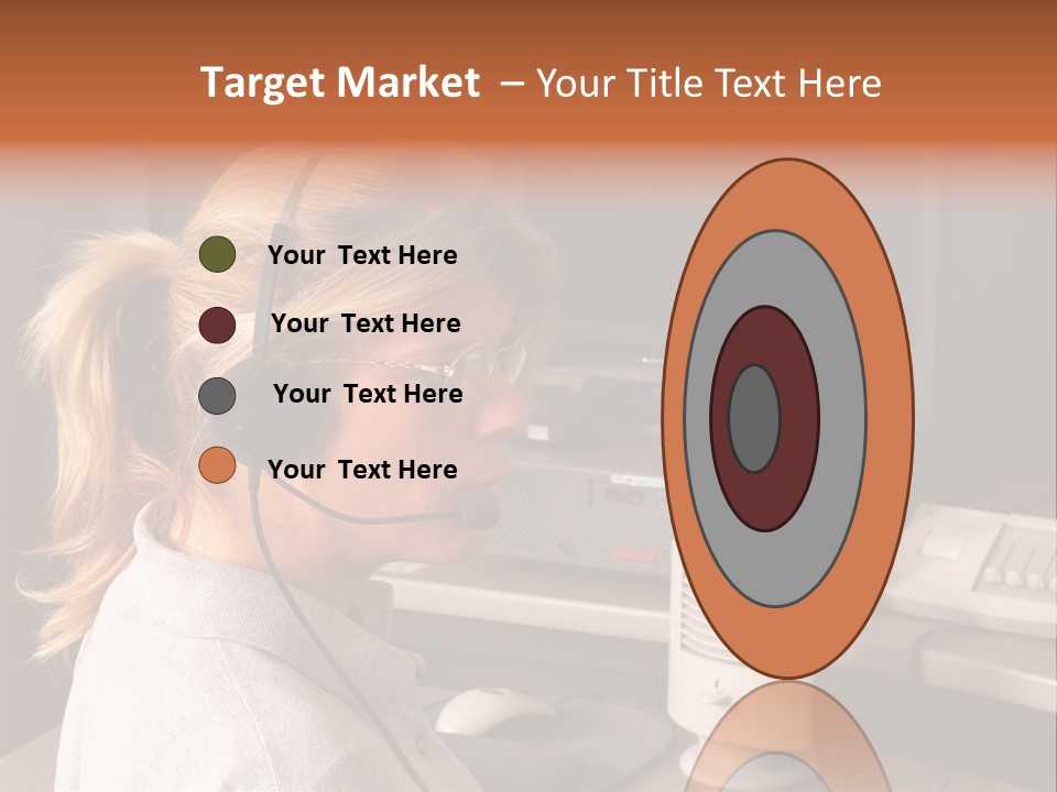 A Woman With A Headset Is Sitting In Front Of A Computer PowerPoint Template