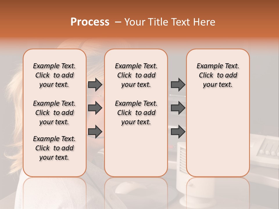 A Woman With A Headset Is Sitting In Front Of A Computer PowerPoint Template