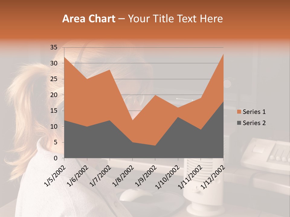 A Woman With A Headset Is Sitting In Front Of A Computer PowerPoint Template
