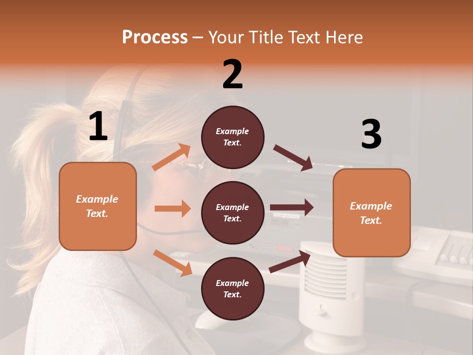 A Woman With A Headset Is Sitting In Front Of A Computer PowerPoint Template