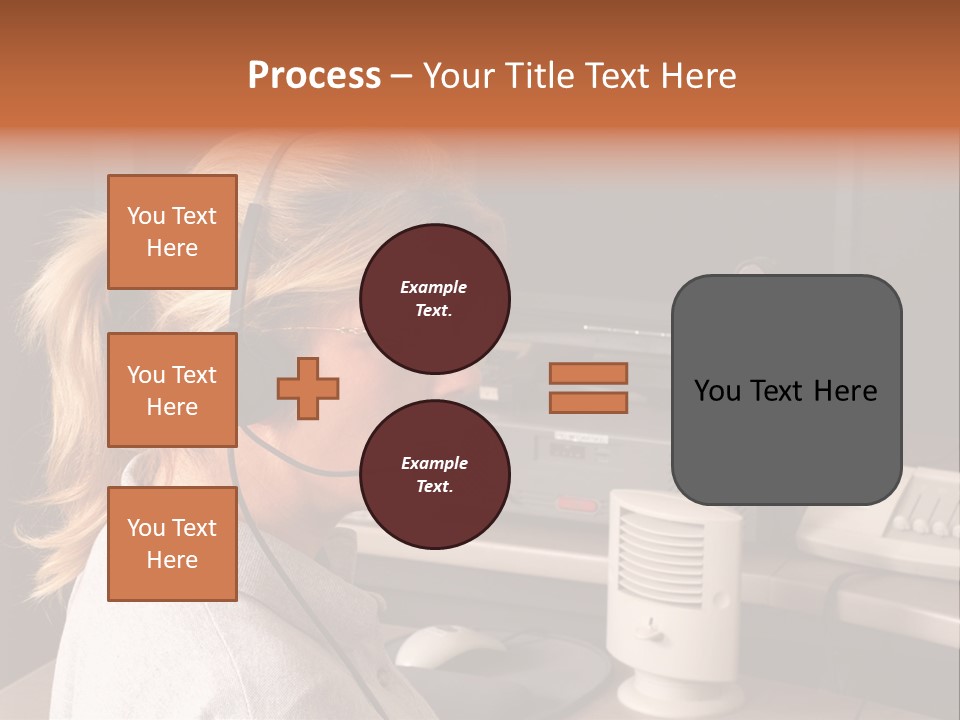 A Woman With A Headset Is Sitting In Front Of A Computer PowerPoint Template