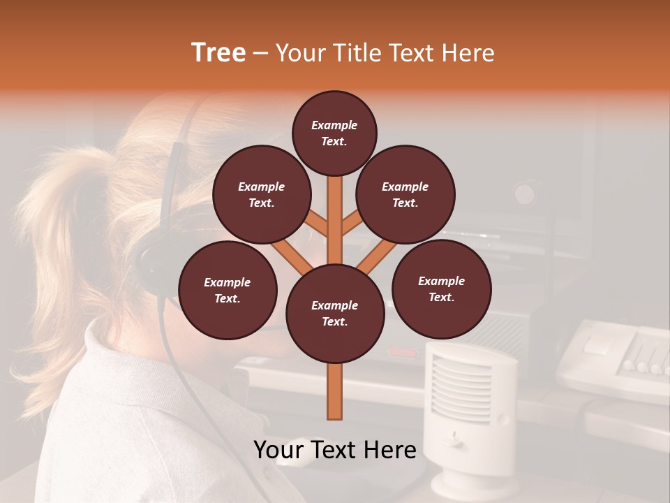 A Woman With A Headset Is Sitting In Front Of A Computer PowerPoint Template