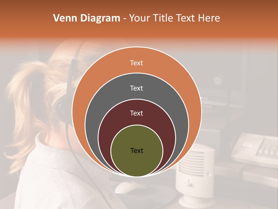 A Woman With A Headset Is Sitting In Front Of A Computer PowerPoint Template
