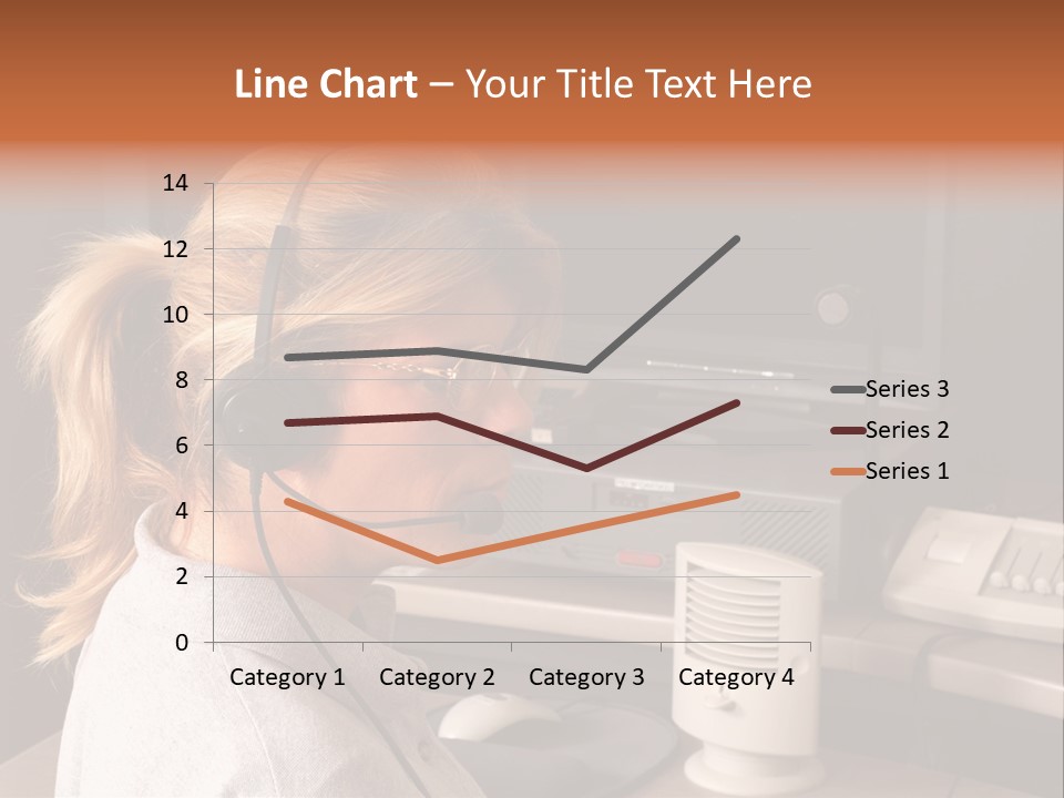 A Woman With A Headset Is Sitting In Front Of A Computer PowerPoint Template