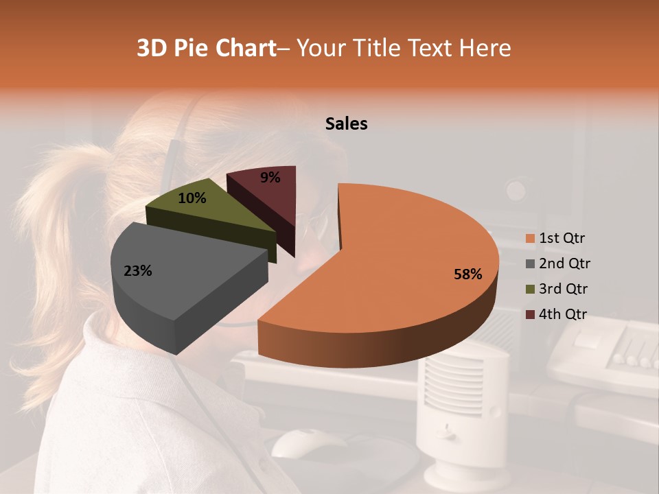 A Woman With A Headset Is Sitting In Front Of A Computer PowerPoint Template