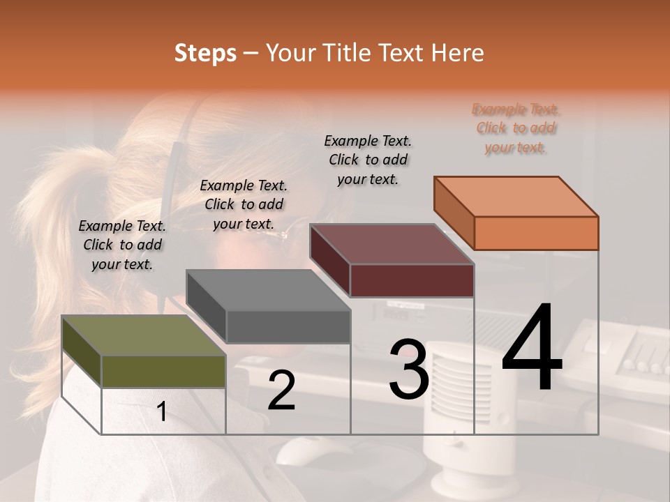 A Woman With A Headset Is Sitting In Front Of A Computer PowerPoint Template