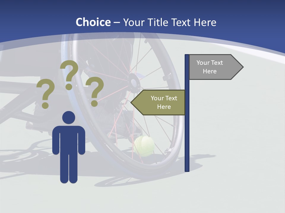 A Wheelchair Bound Athlete On The Tennis Court - Showing The Angle Of The Wheel And The Tennis Ball Being Held In PowerPoint Template