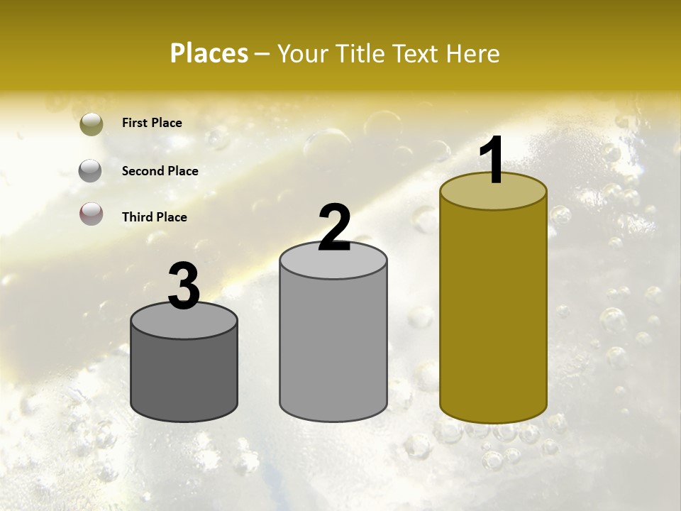 Close Up Of Lemon Slice In Liquid And Bubbles PowerPoint Template