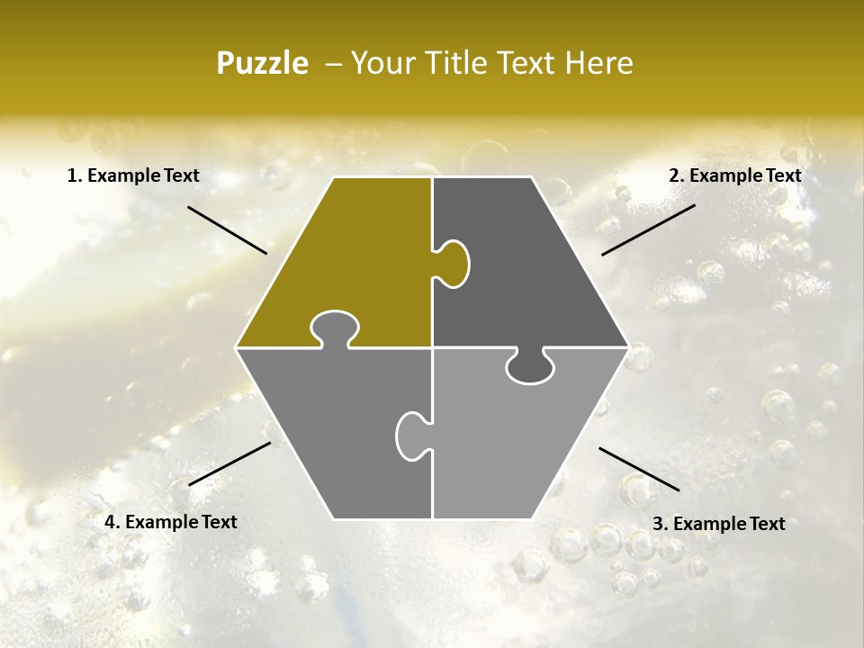 Close Up Of Lemon Slice In Liquid And Bubbles PowerPoint Template