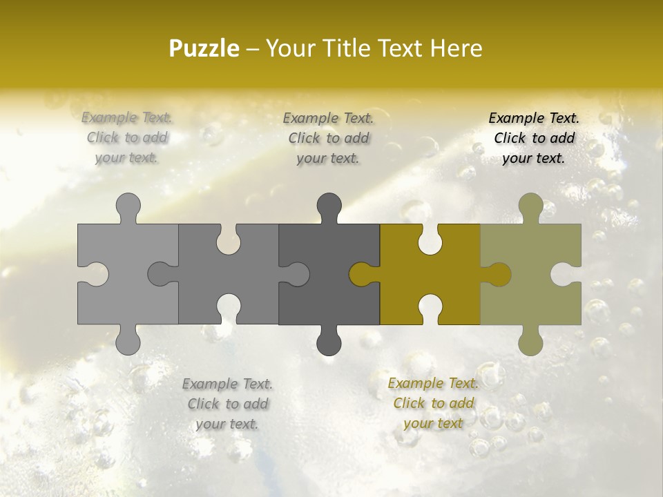 Close Up Of Lemon Slice In Liquid And Bubbles PowerPoint Template