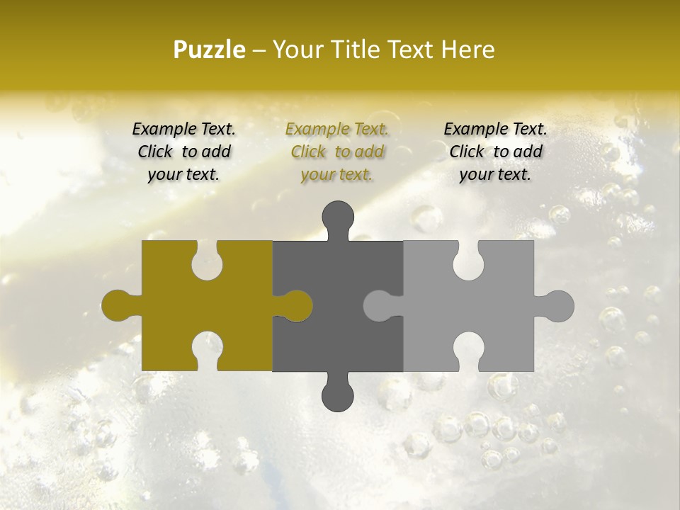 Close Up Of Lemon Slice In Liquid And Bubbles PowerPoint Template