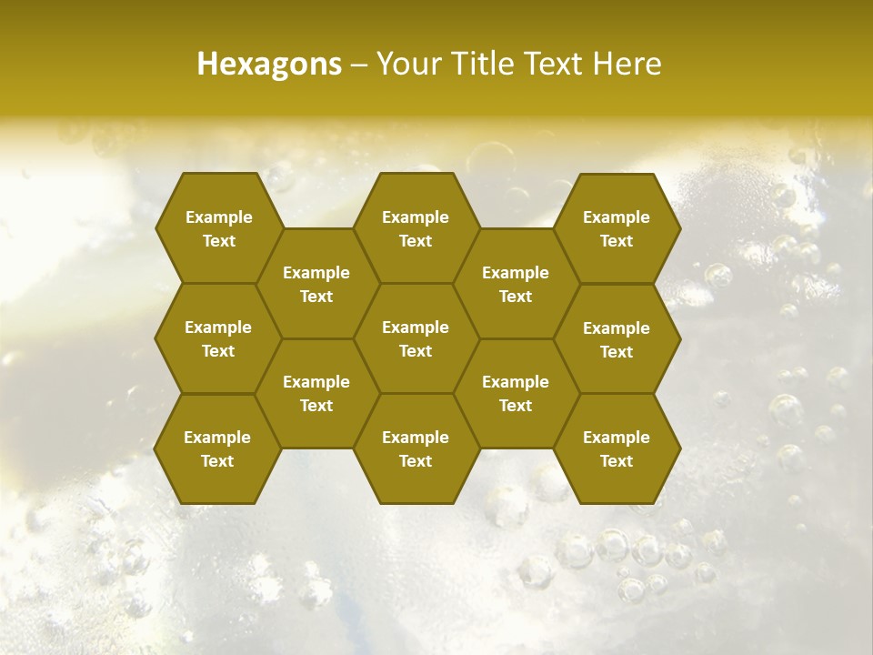 Close Up Of Lemon Slice In Liquid And Bubbles PowerPoint Template