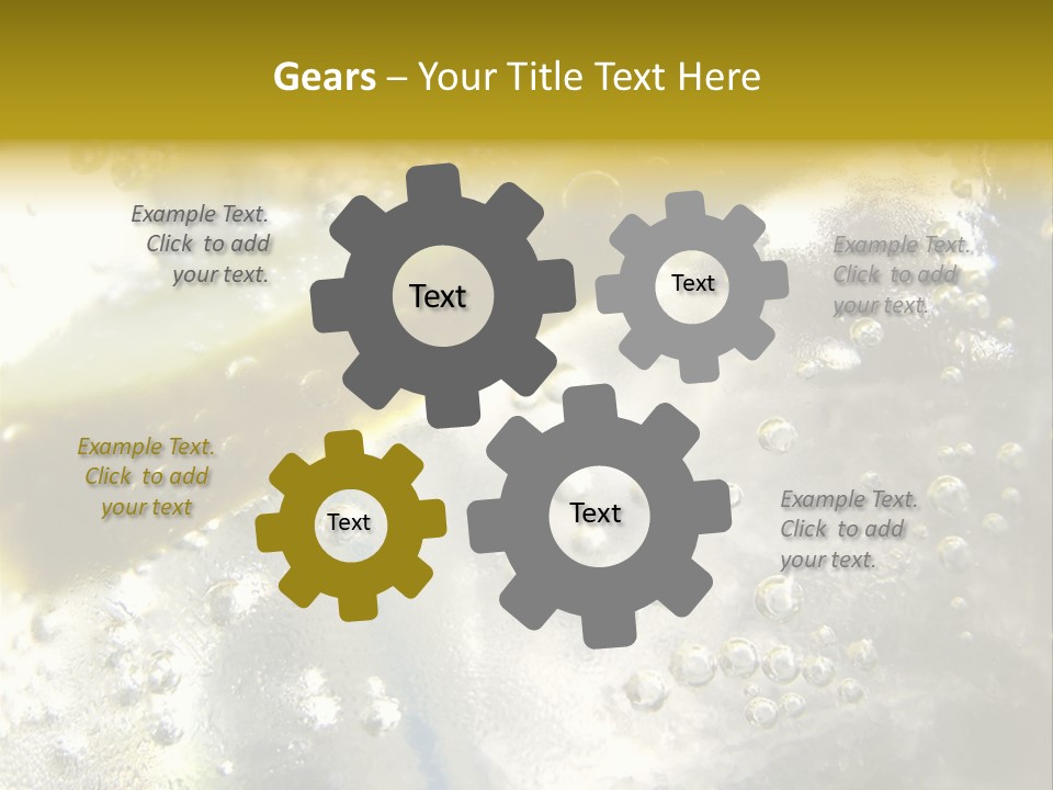 Close Up Of Lemon Slice In Liquid And Bubbles PowerPoint Template