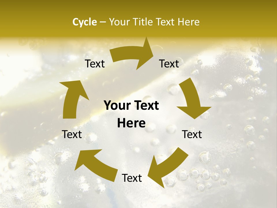 Close Up Of Lemon Slice In Liquid And Bubbles PowerPoint Template