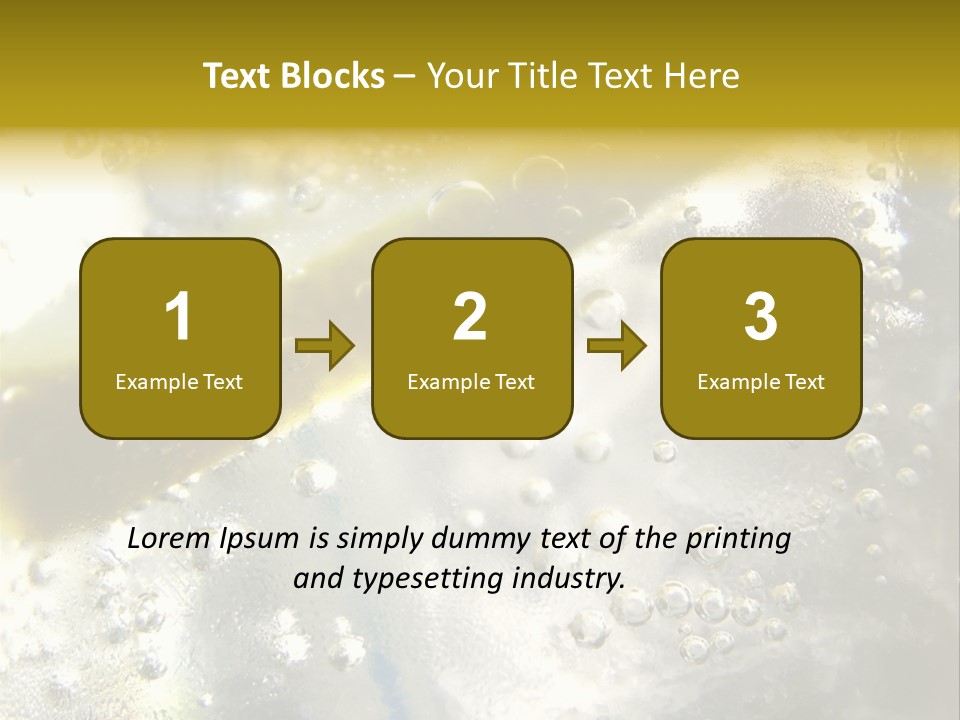 Close Up Of Lemon Slice In Liquid And Bubbles PowerPoint Template