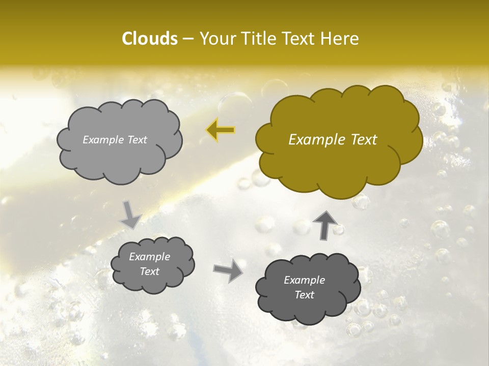 Close Up Of Lemon Slice In Liquid And Bubbles PowerPoint Template