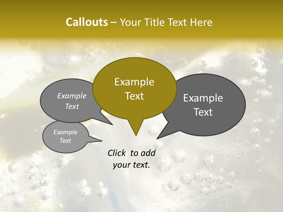 Close Up Of Lemon Slice In Liquid And Bubbles PowerPoint Template
