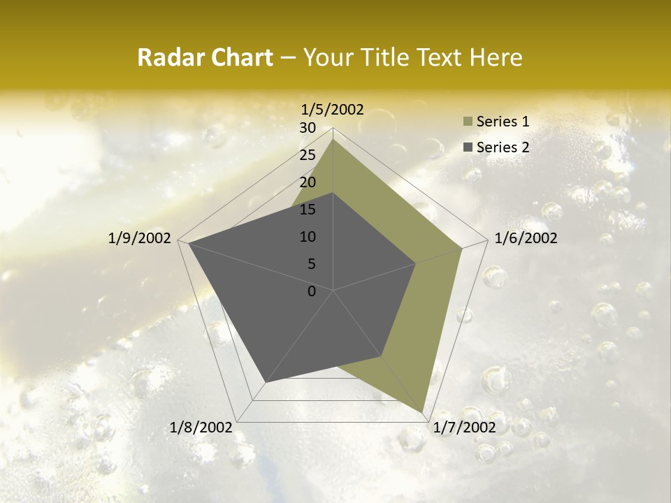 Close Up Of Lemon Slice In Liquid And Bubbles PowerPoint Template