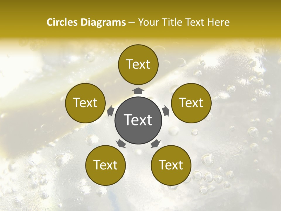 Close Up Of Lemon Slice In Liquid And Bubbles PowerPoint Template