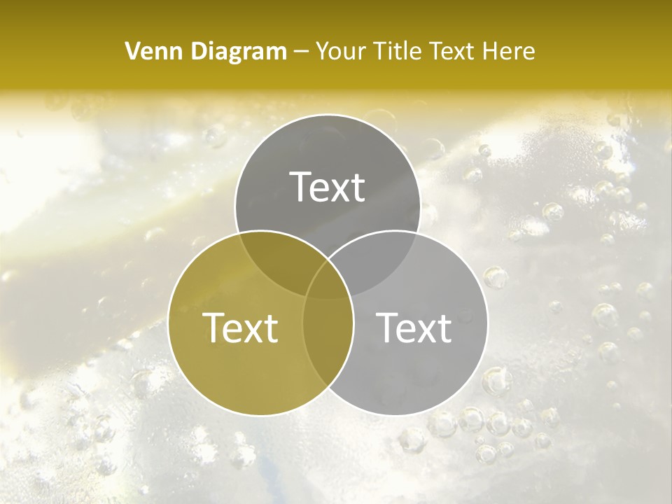 Close Up Of Lemon Slice In Liquid And Bubbles PowerPoint Template