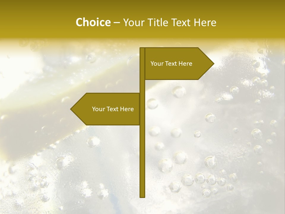 Close Up Of Lemon Slice In Liquid And Bubbles PowerPoint Template