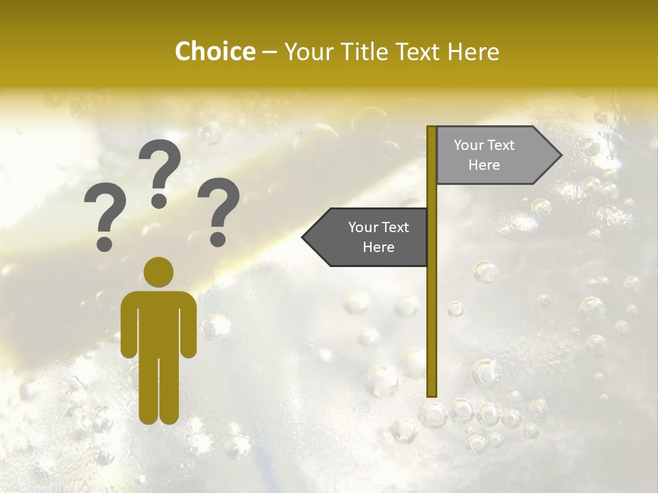 Close Up Of Lemon Slice In Liquid And Bubbles PowerPoint Template