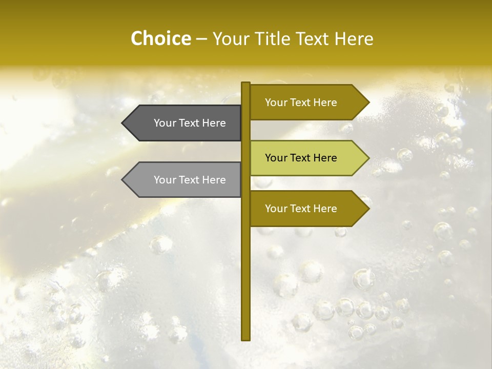 Close Up Of Lemon Slice In Liquid And Bubbles PowerPoint Template