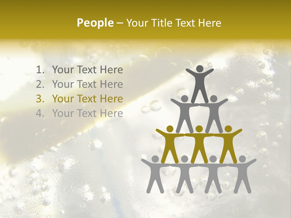 Close Up Of Lemon Slice In Liquid And Bubbles PowerPoint Template