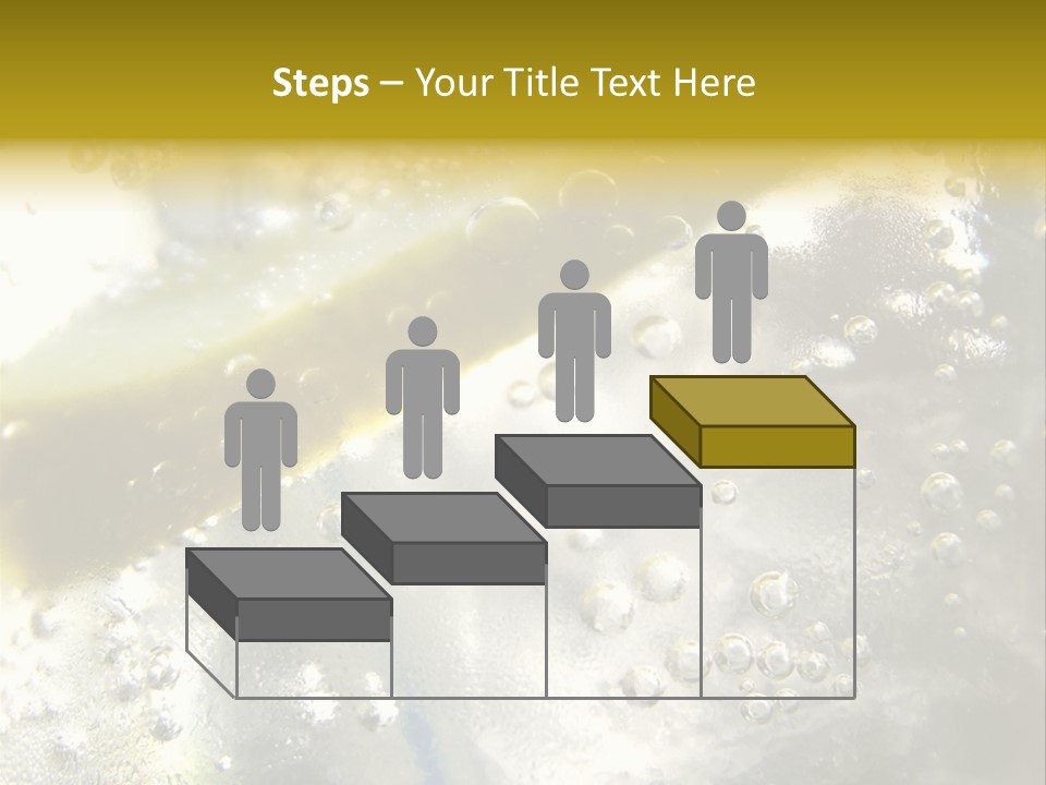 Close Up Of Lemon Slice In Liquid And Bubbles PowerPoint Template