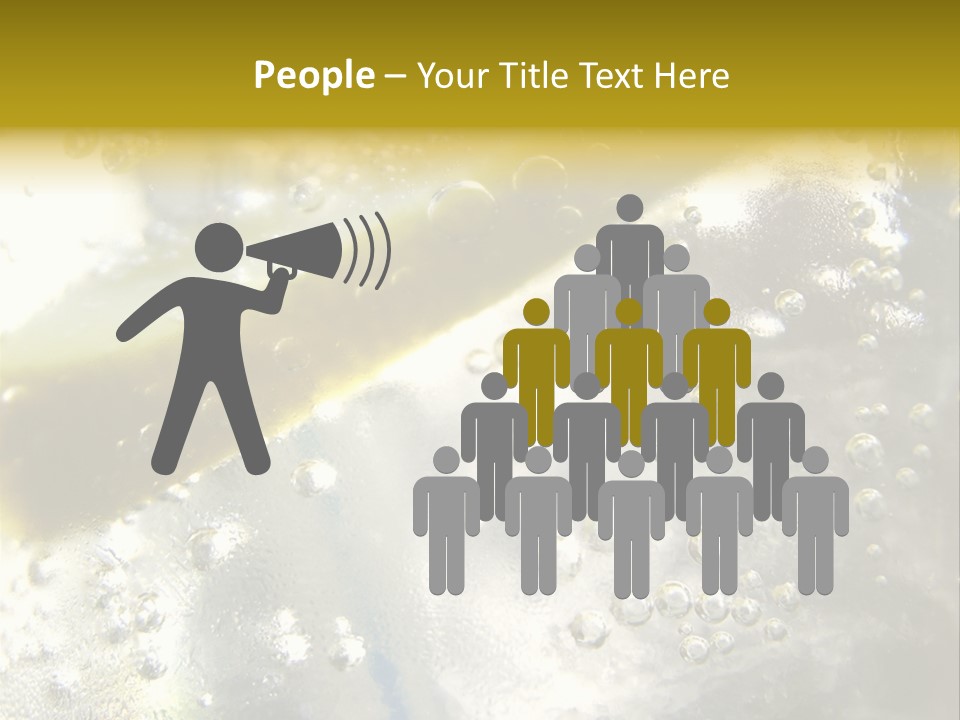 Close Up Of Lemon Slice In Liquid And Bubbles PowerPoint Template