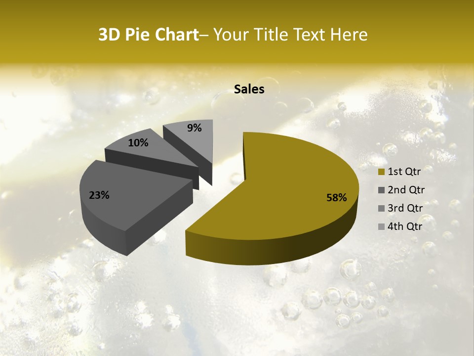 Close Up Of Lemon Slice In Liquid And Bubbles PowerPoint Template