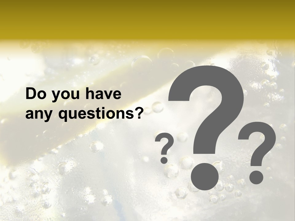 Close Up Of Lemon Slice In Liquid And Bubbles PowerPoint Template