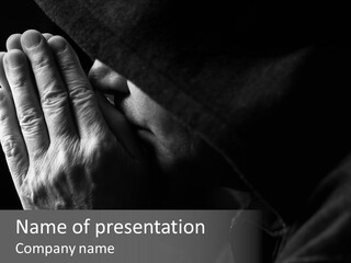 Faith (Special Black And White Toned Photo F/X, Focus Point On Hands(Selective)) PowerPoint Template