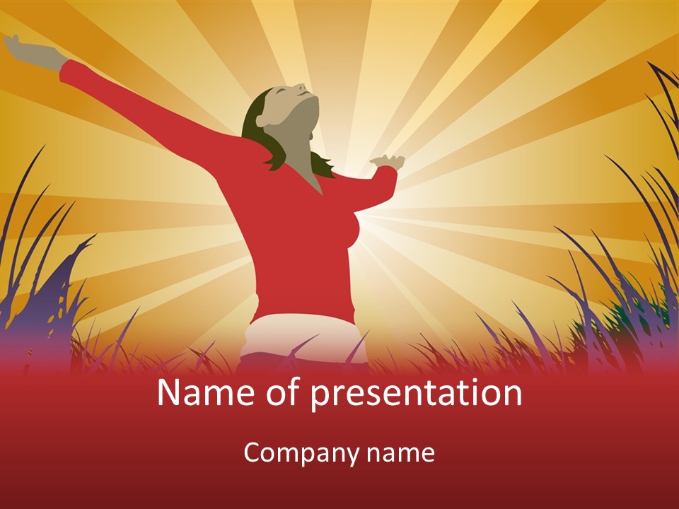 Woman Reaches To The Sky (Also Available In Vector) PowerPoint Template