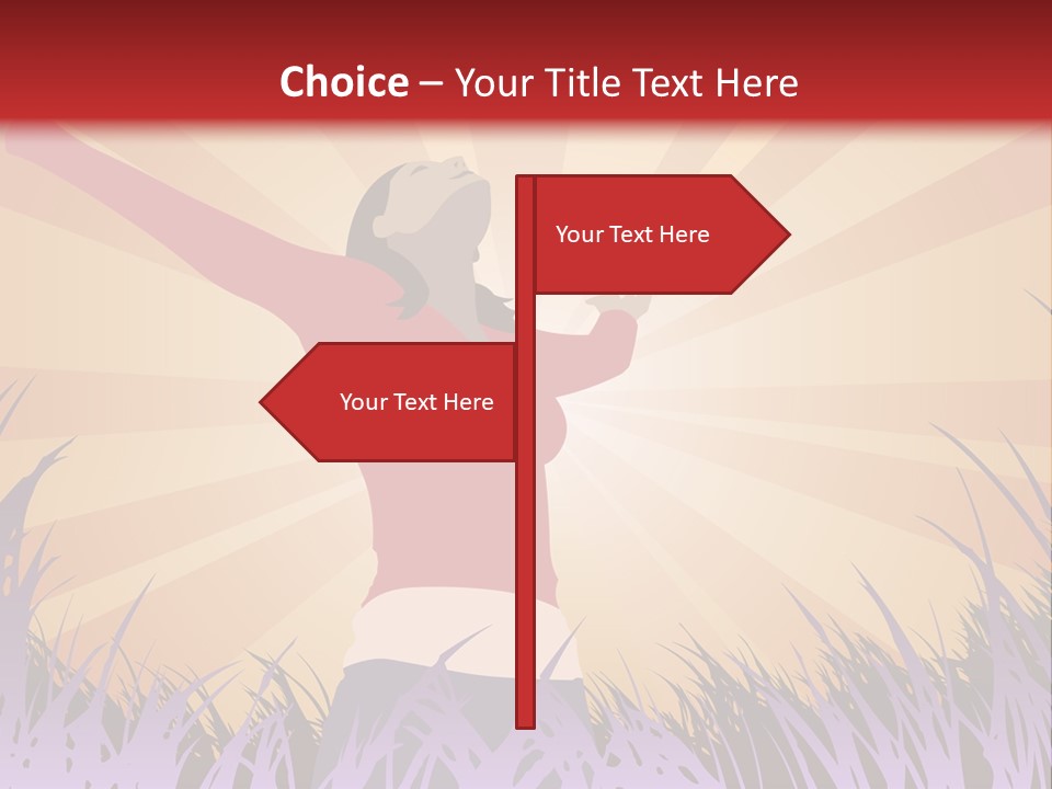 Woman Reaches To The Sky (Also Available In Vector) PowerPoint Template