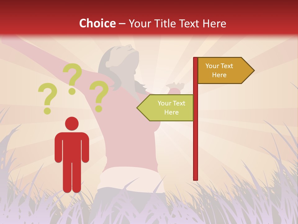 Woman Reaches To The Sky (Also Available In Vector) PowerPoint Template