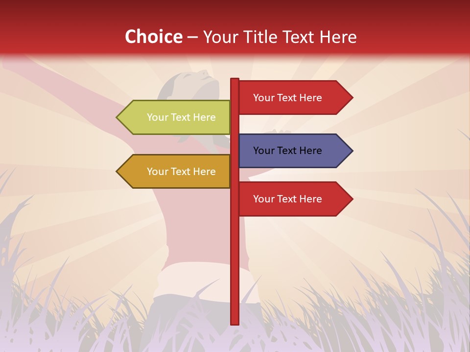 Woman Reaches To The Sky (Also Available In Vector) PowerPoint Template