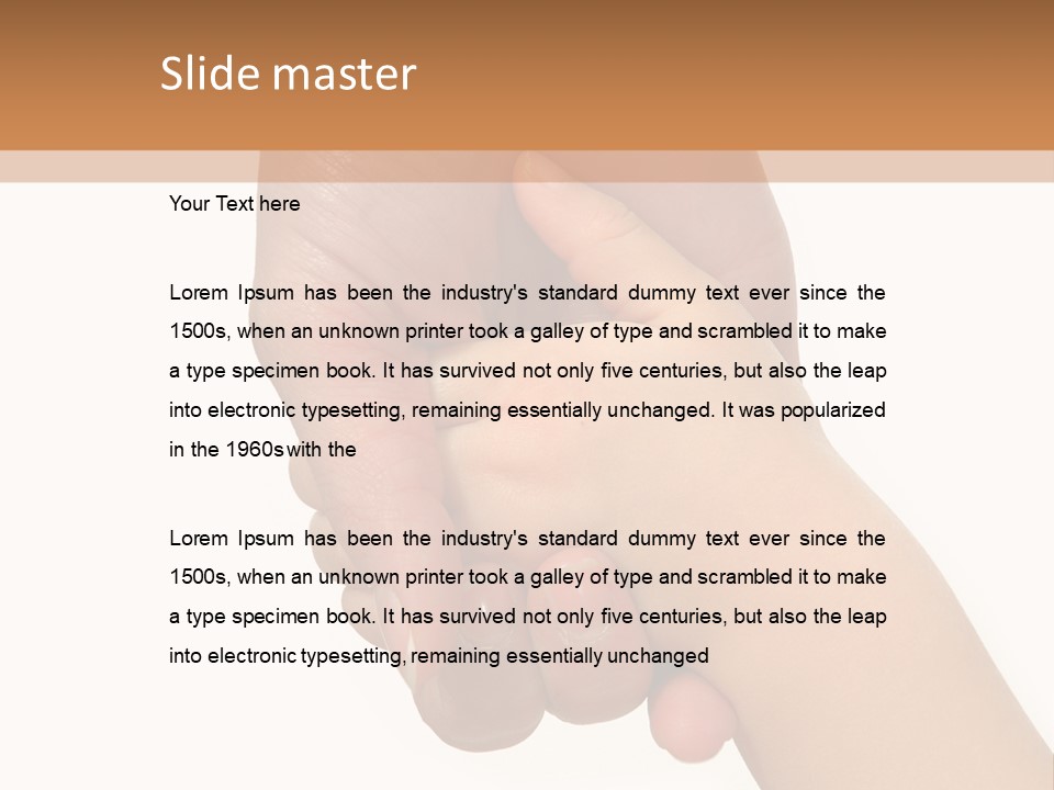 Young Child Hand Holding  Hand. PowerPoint Template