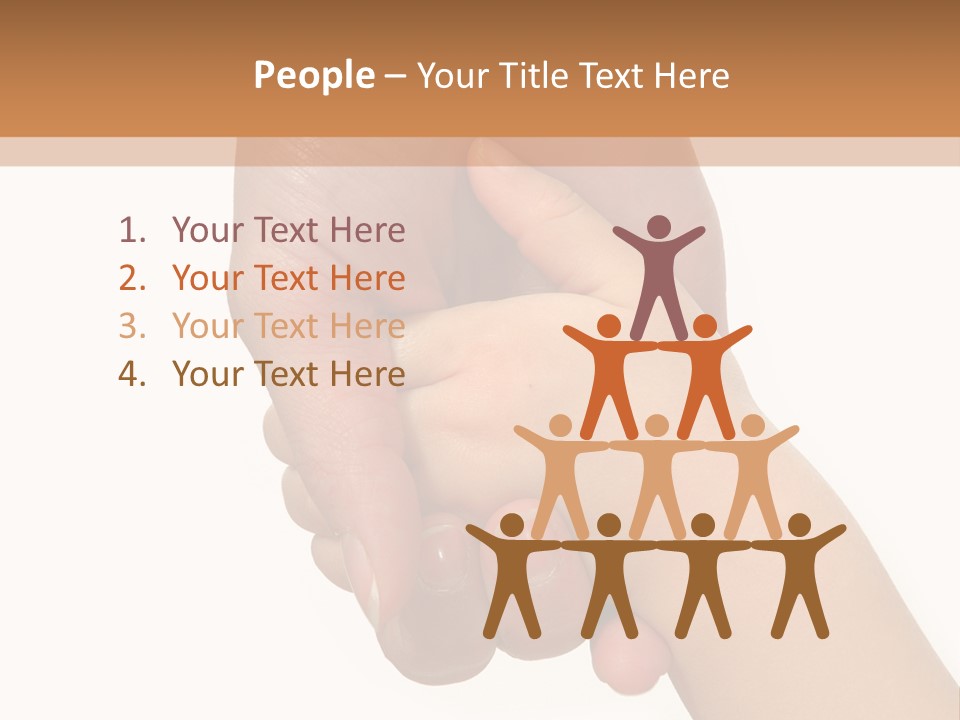 Young Child Hand Holding  Hand. PowerPoint Template