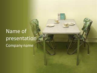 A Table With Two Chairs And Plates On It PowerPoint Template