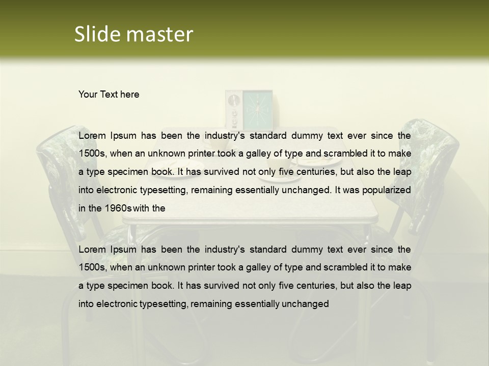 A Table With Two Chairs And Plates On It PowerPoint Template