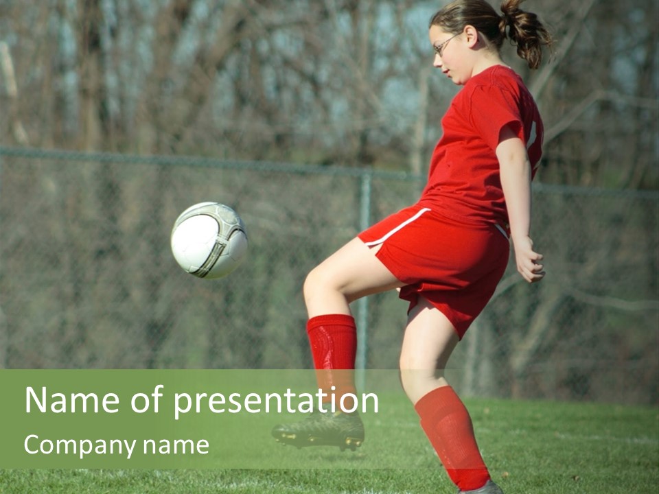 Girl On Soccer Field 22 PowerPoint Template